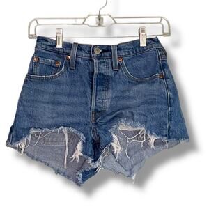 Levi’s 501 button fly cut off distressed denim shorts